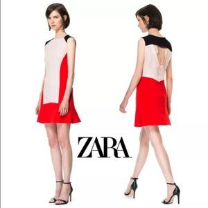 Gorgeous Zara colourblock mini dress orange cream black size S flattering